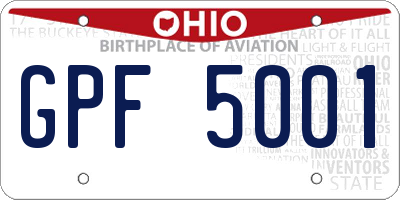 OH license plate GPF5001
