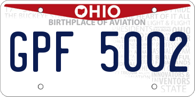 OH license plate GPF5002
