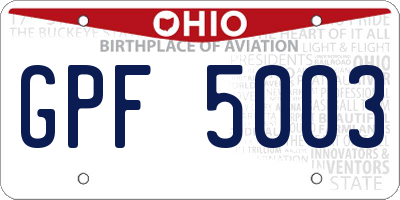 OH license plate GPF5003