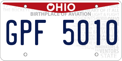 OH license plate GPF5010