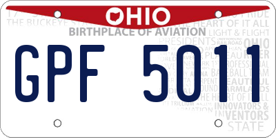 OH license plate GPF5011