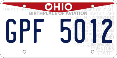 OH license plate GPF5012