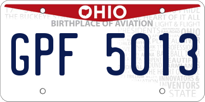 OH license plate GPF5013