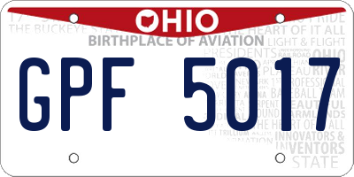 OH license plate GPF5017
