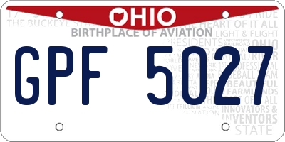 OH license plate GPF5027