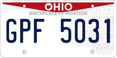 OH license plate GPF5031
