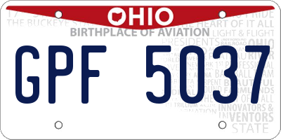 OH license plate GPF5037