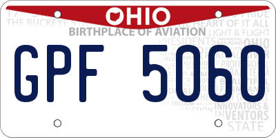 OH license plate GPF5060