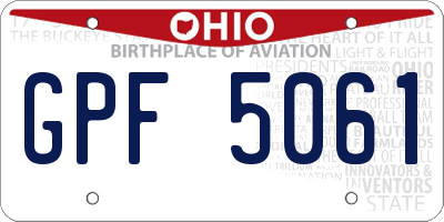 OH license plate GPF5061