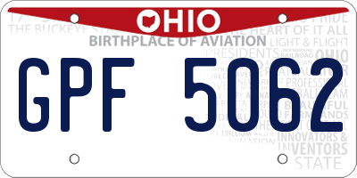 OH license plate GPF5062