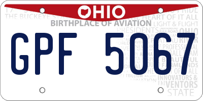 OH license plate GPF5067