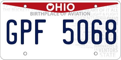 OH license plate GPF5068