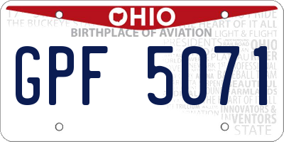 OH license plate GPF5071