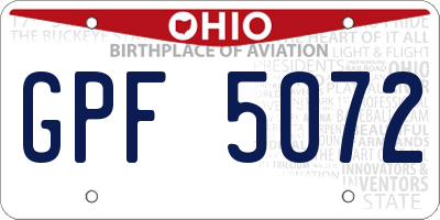 OH license plate GPF5072
