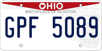 OH license plate GPF5089