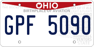 OH license plate GPF5090