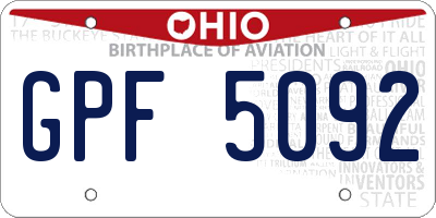 OH license plate GPF5092