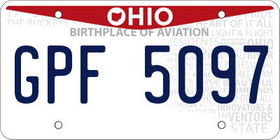 OH license plate GPF5097