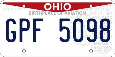 OH license plate GPF5098