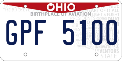 OH license plate GPF5100