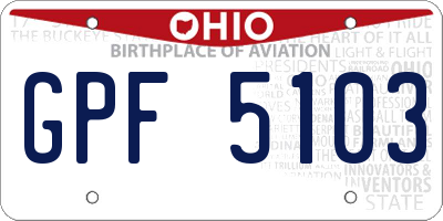 OH license plate GPF5103