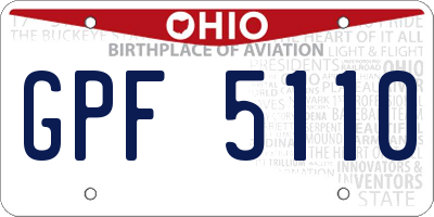 OH license plate GPF5110