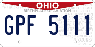 OH license plate GPF5111