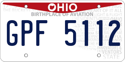 OH license plate GPF5112
