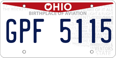 OH license plate GPF5115