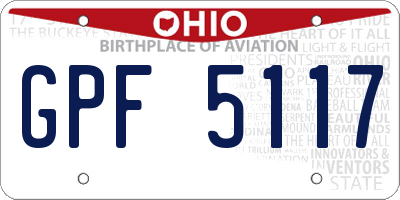 OH license plate GPF5117