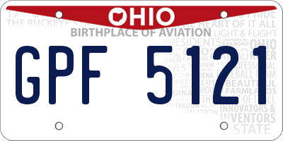 OH license plate GPF5121
