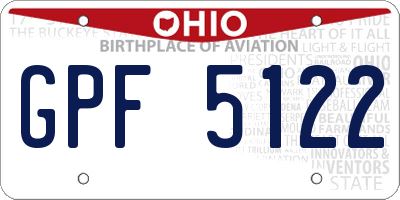 OH license plate GPF5122