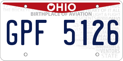 OH license plate GPF5126