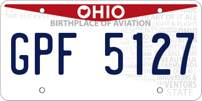 OH license plate GPF5127