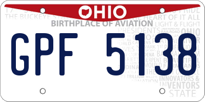 OH license plate GPF5138