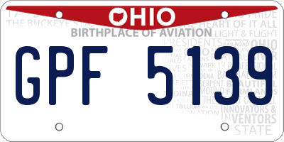 OH license plate GPF5139