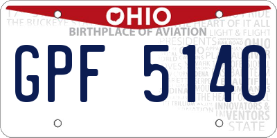 OH license plate GPF5140