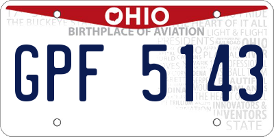 OH license plate GPF5143