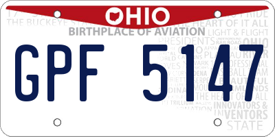 OH license plate GPF5147