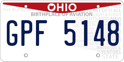 OH license plate GPF5148