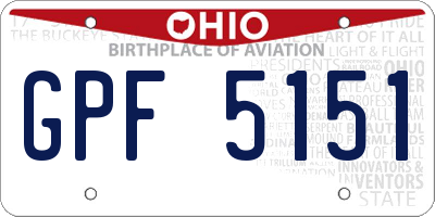 OH license plate GPF5151