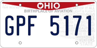 OH license plate GPF5171