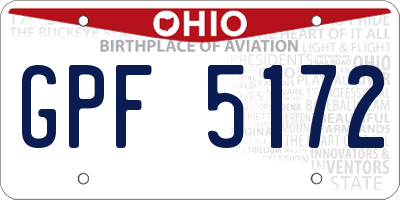 OH license plate GPF5172
