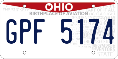OH license plate GPF5174