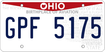 OH license plate GPF5175