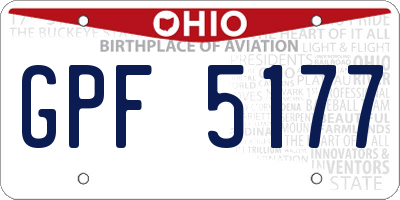OH license plate GPF5177