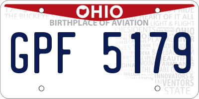 OH license plate GPF5179
