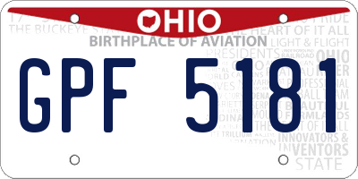 OH license plate GPF5181