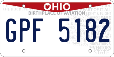 OH license plate GPF5182