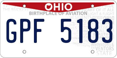 OH license plate GPF5183